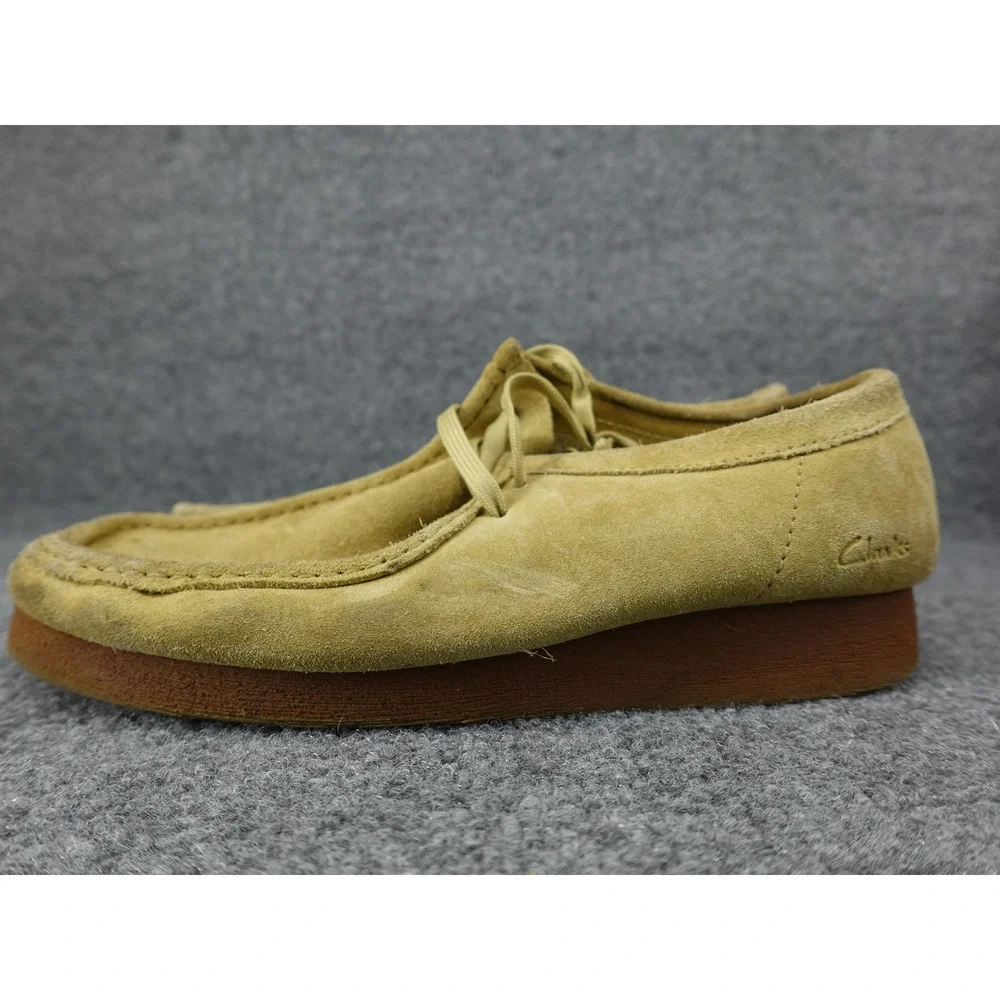 Clarks Wallabee Moccasin Shoes Mens Size 10 Tan Suede Crepe Sole Classic